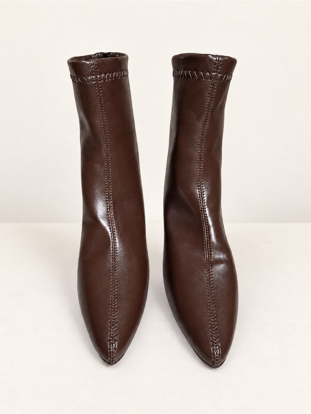 Women's Brown Pointed Leather Ankle Boots